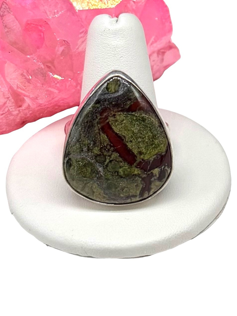 Dragon’s Blood Jasper Ring Size 12 925 Sterling Silver Overlay